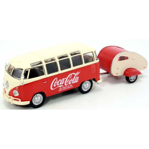 Volkswagen VW, Samba Bus mit Wohnwagen, 1/43